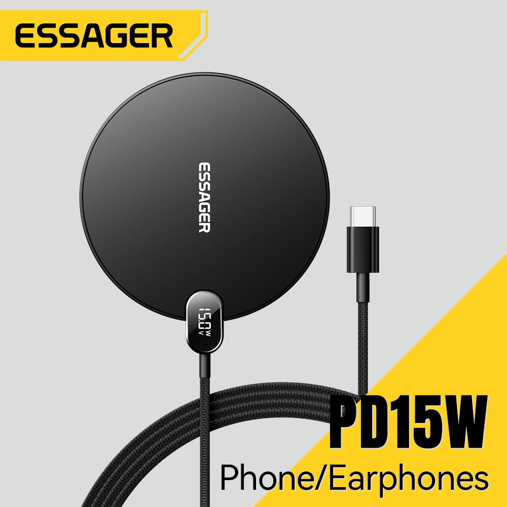 Essager 15W จอแสดงผลดิจิตอลแม่เหล็กไร้สายเครื่องชาร์จชาร์จเร็ว
