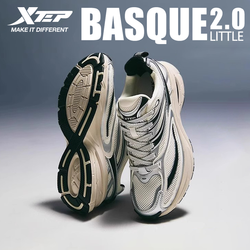 【xtep】Little Basque 2.0丨รองเท้าคุณพ่อสไตล์เดียวกันน้ําหนักเบาระบายอากาศได้ด้านบน+เทคโนโลยีกันกระแทก Q นุ่ม + น้ําหนักเบากีฬาคู่ย้อนยุค