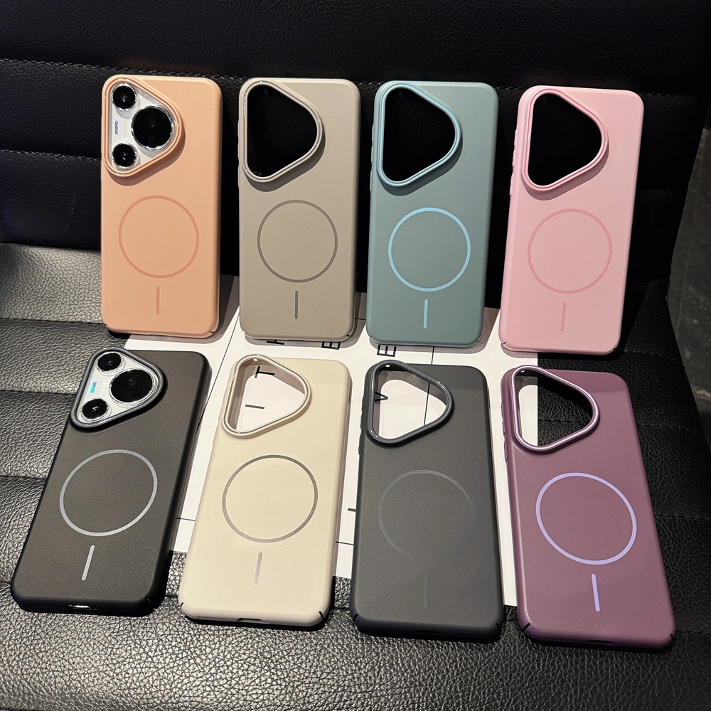 สีทึบแม่เหล็กชาร์จไร้สายเคสโทรศัพท์สําหรับ Huawei P40 P50 P60 Pura 90 70 80 Pro P70 Ultra Ultra Ultra Thin Hard PC Shell