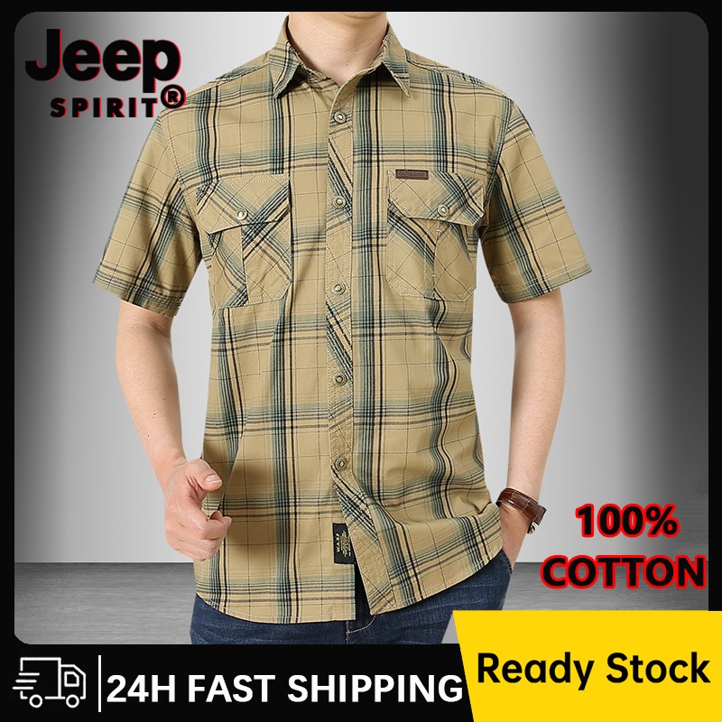 JEEP SPIRIT Short Sleeved Checkered Shirt For Men