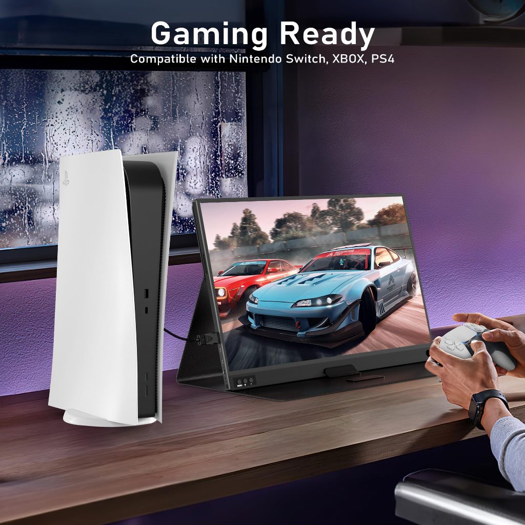 HONGOมอนิเตอร์ แบบพกพา สําหรับแล็ปท็อป 15.6 /16.1นิ้ว 1920*1080P จอ 144hz FHD IPS USB-C HDMI สําหรับ