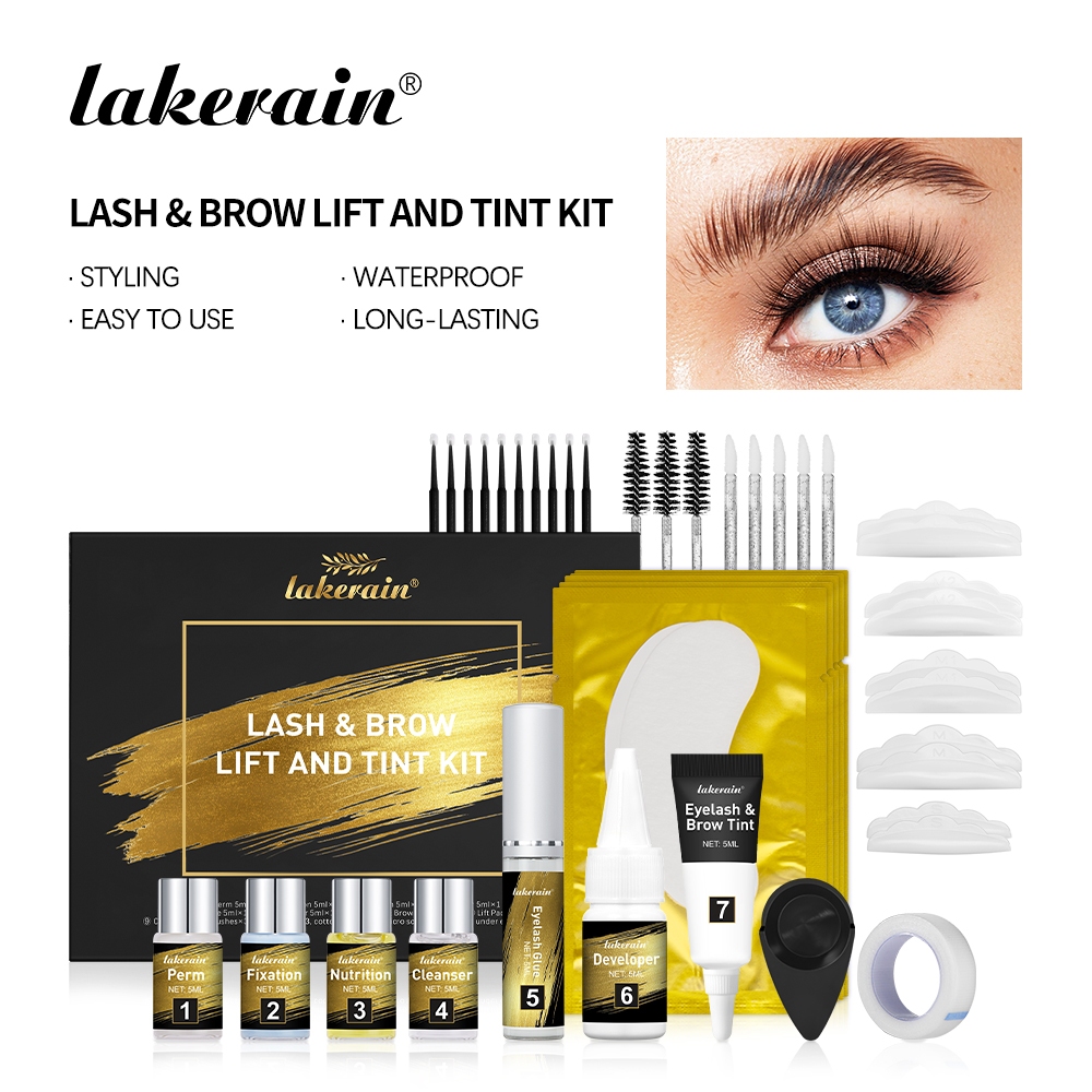 Lakerain Keratin Lash Lift Kit และชุดเคลือบคิ้ว,Eyelash & Brow Tint Dye Professional Eyelash Perm Kit