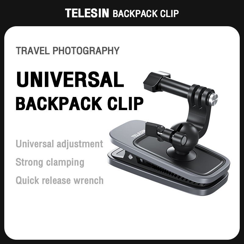 Telesin Backpack Clip magnetic and 360 rotary backpack clip mount ตัวยึดแบบแม่เหล็ก สำหรับ GOPRO ทุกรุ่น, DJI Action 5Pro/4/3,Insta360