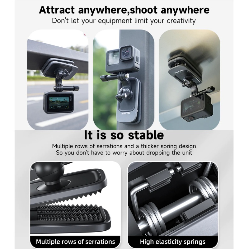 Telesin Backpack Clip magnetic and 360 rotary backpack clip mount ตัวยึดแบบแม่เหล็ก สำหรับ GOPRO ทุกรุ่น, DJI Action 5Pro/4/3,Insta360