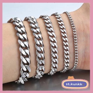 สร้อยข้อมือสแตนเลส 18 ซม. กว้าง 0.8-3 ซม. สร้อยข้อมือคู่ปรับได้ สร้อยคอ