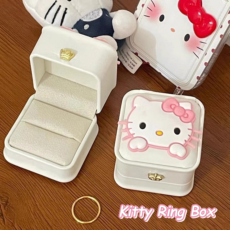 คิตตี้แมวของขวัญสร้อยข้อมือชุดสร้อยคอแหวนสาววันวาเลนไทน์ผู้หญิงของขวัญวันอัญมณีกล่องของขวัญวันเกิดห่อกระเป๋าเครื่องประดับแฟ - รูปที่ 4