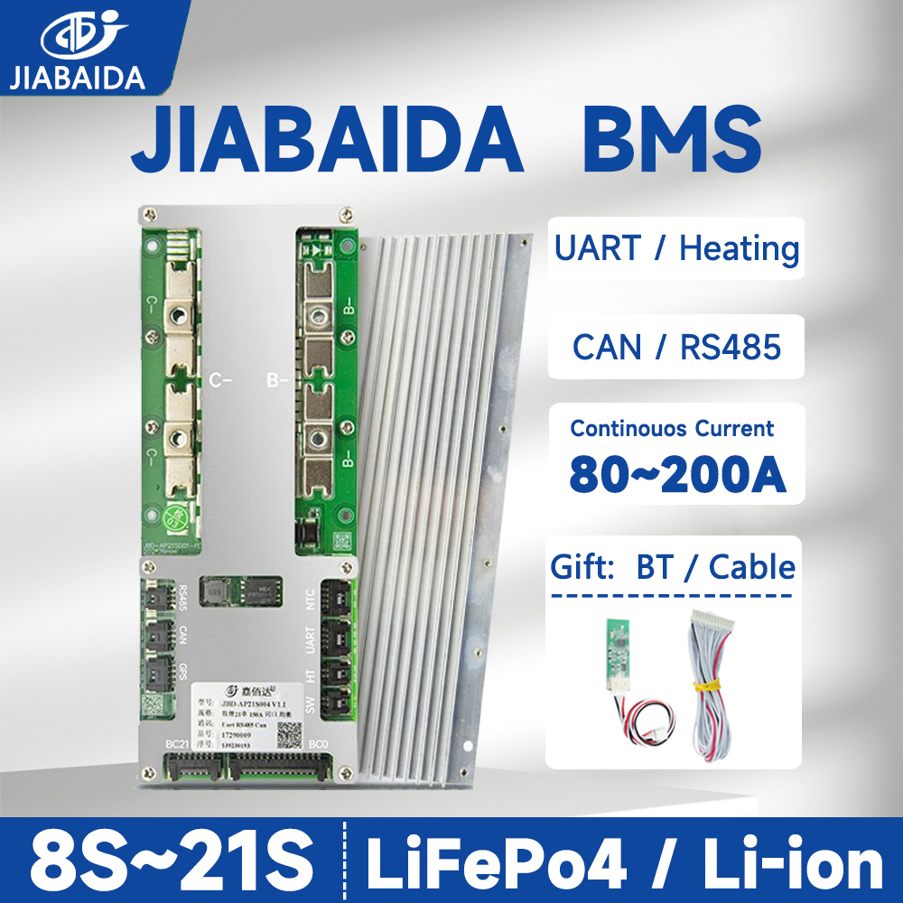 Jbd สมาร์ท BMS 16S 48V LiFePo4 200A แบตเตอรี่ลิเธียม 8S 10S 16S 21S BT UART RS485 CAN JIABAIDA BMS