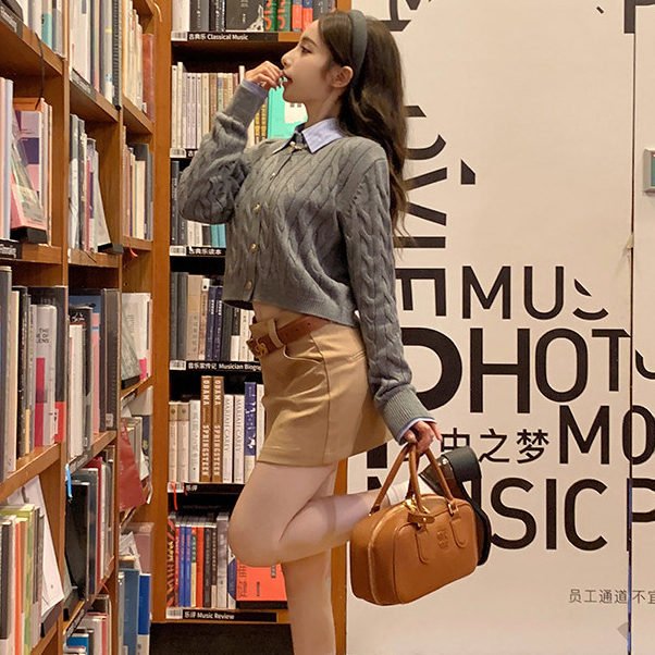 Laterme สไตล์แขนยาว คาร์ดิแกนสั้นสำหรับผู้หญิง (เพียงเสื้อกันหนาว) - รูปที่ 5