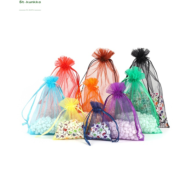 10ชิ้น/ถุงใสเส้นด้ายถุงของขวัญบรรจุถุง เชือกรูด ถุงตาข่าย ออร์แกนซ่า ถุงเก็บสําหรับการจัดเก็บบรรจุภัณฑ์ของขวัญ,บรรจุภัณฑ์เคร