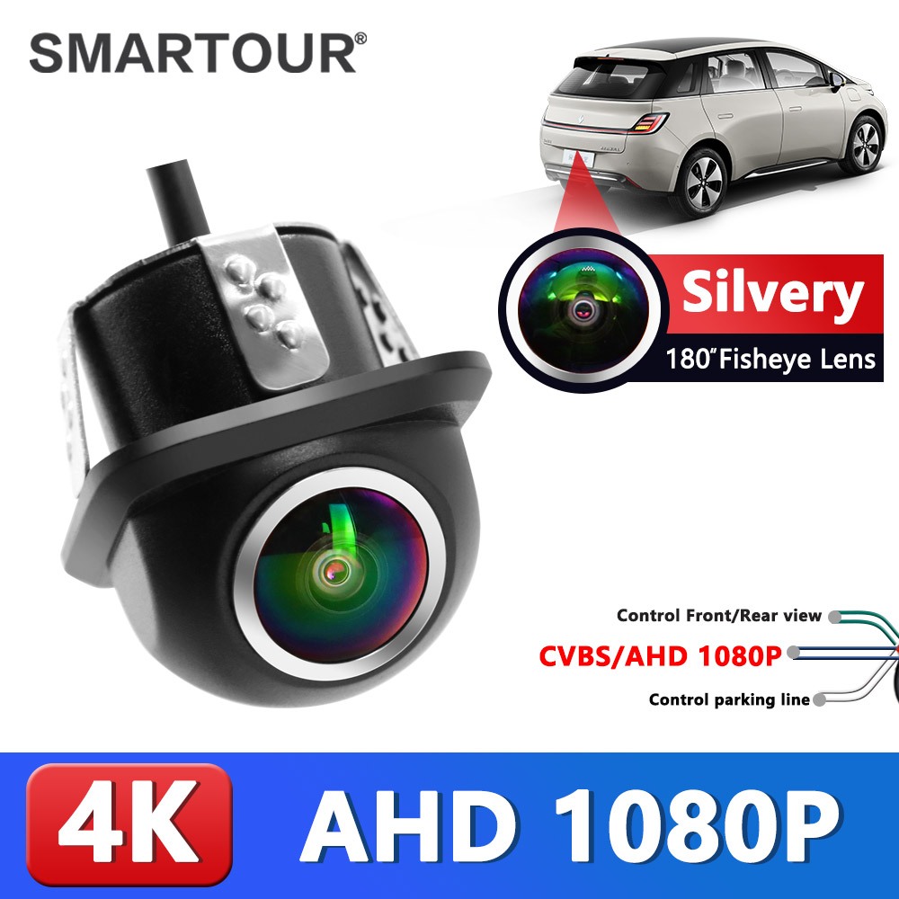4k AHD 1920x1080 รถดูด้านหลังกล้อง Mini ด้านข้าง/ด้านหน้า/Backup Silver Fisheye เลนส์ Night Vision ร