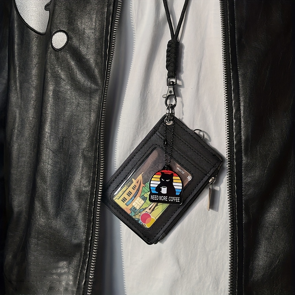 กระเป๋าใส่เหรียญประชาชน บัตรธนาคาร บัตรประจําตัวประชาชน ที่ใส่บัตรเชือกแขวนคอ พวงกุญแจ