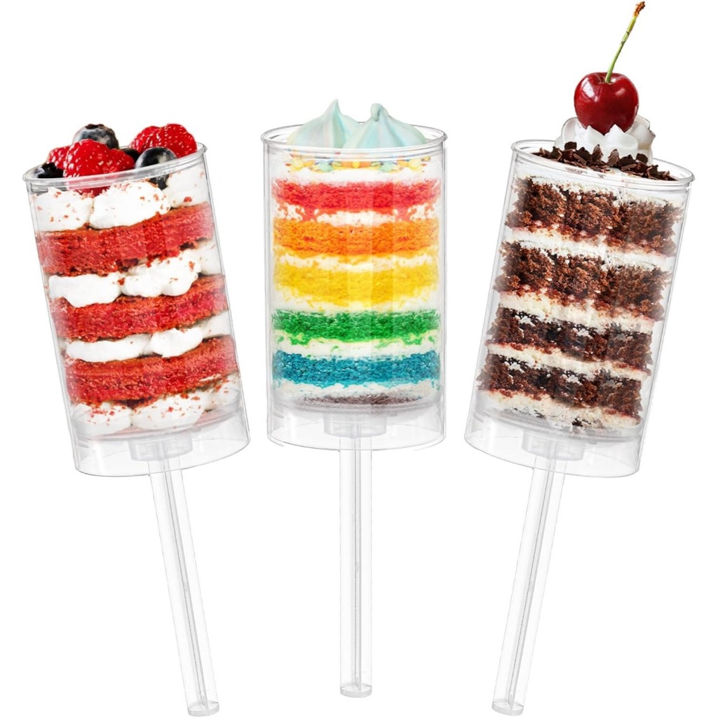 24 แพ็คเค้ก Push Pop คอนเทนเนอร์พร้อมฝาปิด, เค้กกดป๊อปแบบใช้ซ้ําได้, ภาชนะเค้ก Push-up Pop Shooter สําหรับ Cupcake, Confetti, โฮมเมด Ice Cre - รูปที่ 3