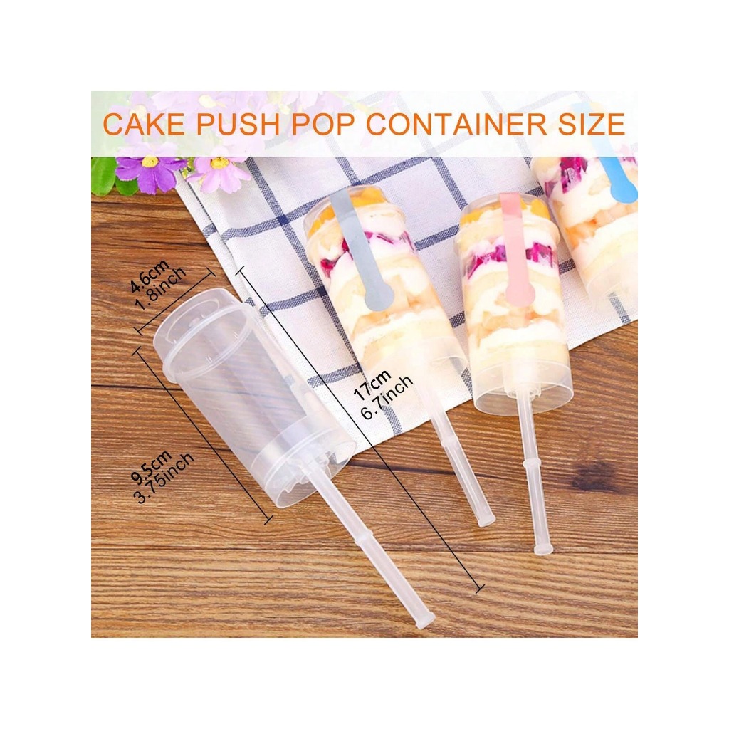 24 แพ็คเค้ก Push Pop คอนเทนเนอร์พร้อมฝาปิด, เค้กกดป๊อปแบบใช้ซ้ําได้, ภาชนะเค้ก Push-up Pop Shooter สําหรับ Cupcake, Confetti, โฮมเมด Ice Cre - รูปที่ 7