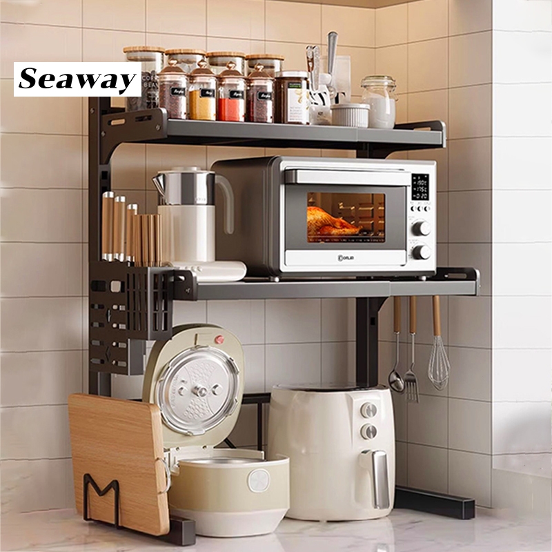 Seaway【สามารถปรับความสูงและความยาวได้】ชั้นวางไมโครเวฟ ชั้นวางของในห้องครัว แข็งแรงทนทาน