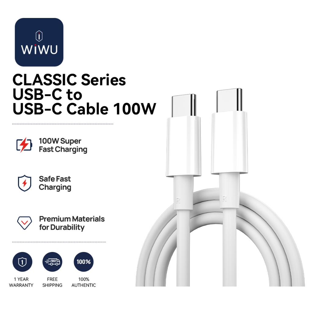 WIWU CLASSIC Series สายชาร์จ,A to C 5A, A to L 2.4A, C to L30W, C to C 100W - ชาร์จเร็วสําหรับทุกอุป