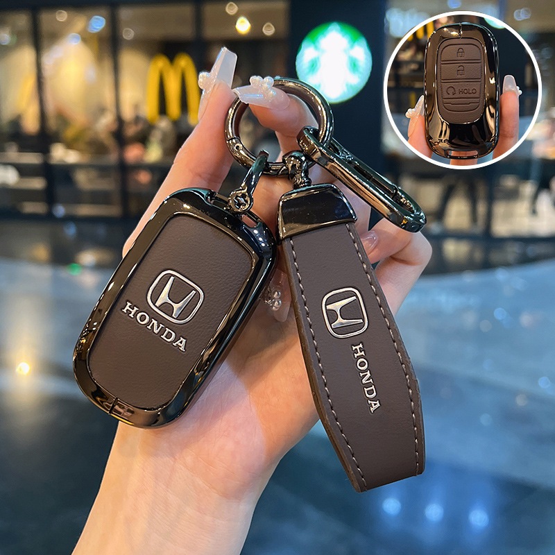 [คลังสินค้าพร้อม]ฝาครอบกุญแจรถโลหะผสมสังกะสีสําหรับ Honda Civic FE HRV CRV BRV Jazz FRV City หนังคุณภาพสูงป้องกันที่ครอบคลุม