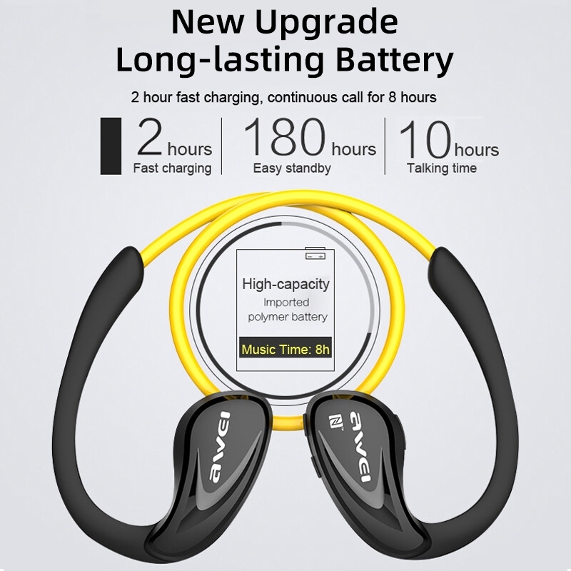 Awei A880BL TWS หูฟังบลูทูธ ไร้สาย Bluetooth Earphone แบบคล้องคอ เสียงเบสหนัก หูฟังวิ่ง ในตัวไมค์