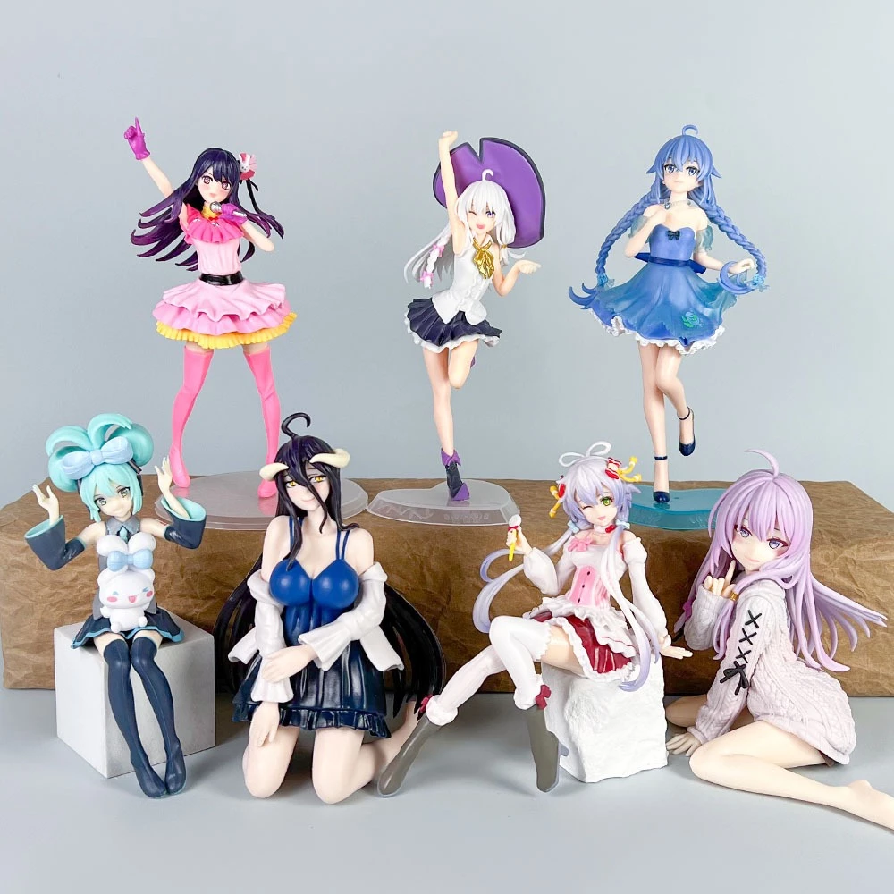 100 สไตล์อะนิเมะสาว Hatsune Miku สีดํานักมายากลสาว Ashen แม่มด Elaina เซเลอร์มูน Rem Kasano Sora Asuka Langley Soryu PVC ตัวเลขการกระทําตุ๊กตาของเล่น