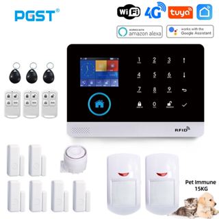 Pgst 4G GSM Alarm System ไร้สาย WIFI Tuya Sensor ชุดปลั๊กมาเ…