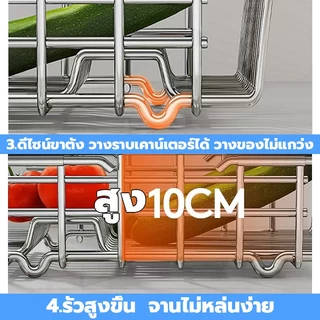 ยืดได้ ตะกร้าสเตนเลส ตะกร้าใส่ซิงค์ล้างจาน ตะกร้าวางจาน ตะแกรงวางซิงค์ ปรับความยาวได้ ใช้งานง่าย