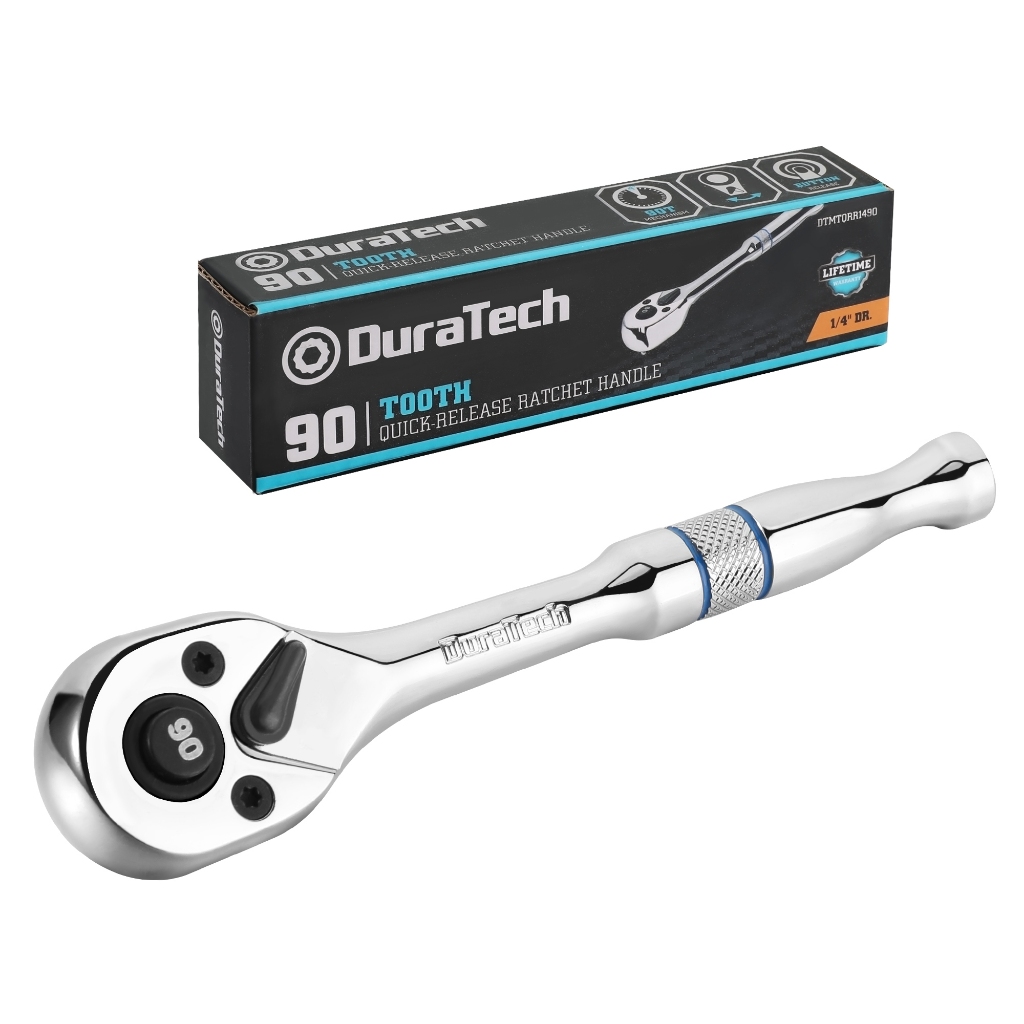 Duratech 1/4 นิ้วไดรฟ์ Ratchet 90-ฟันQuick-releaseประแจวงล้อย้อนกลับChrome Alloy Made Full Polishing Stocking Stuffersสําหรับชายของขวัญสําหรับผู้หญิงของขวัญ