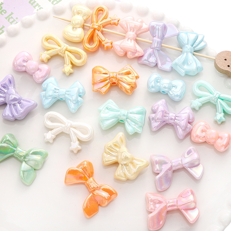 2-10pcs อะคริลิค AB สีโบว์ลูกปัดสําหรับ DIY สร้อยข้อมือสร้อยคอเครื่องประดับทําอุปกรณ์เสริม