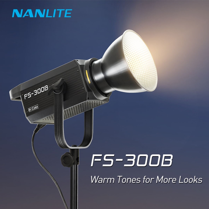 Nanlite FS-300B Bi-Color Monolight อุณหภูมิไฟ LED ฟิล์มและโทรทัศน์สตูดิโอถ่ายภาพงานแต่งงานโคมไฟ