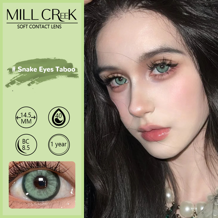 Mil CREEK คอนแทคเลนส์สี 2 ชิ้น Iris Hybrid Eyes เครื่องสําอาง 0 องศา 14.5 มม. 1 ปีใช้ Hydrogel Soft 