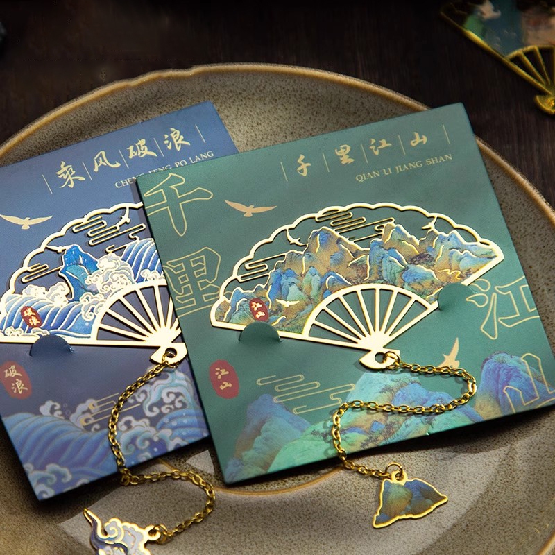 ประณีตที่คั่นหนังสือโลหะพร้อมจี้จีนพับพัดลมนางฟ้าเครนกระดาษอ่านบุ๊คมาร์คหน้าหนังสือเครื่องหมาย น่ารัก เครื่องเขียนครูของขวัญอุปกรณ์สํา