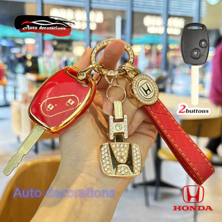 2 ปุ่ม เคสกุญแจรถ Honda เหมาะสําหรับ Honda JAZZ CITY BRIO CIVIC CRV(2006-2008) ปลอกกุญแจ Honda ACCORD(2008-2012) พวงกุญแจขอบทอง