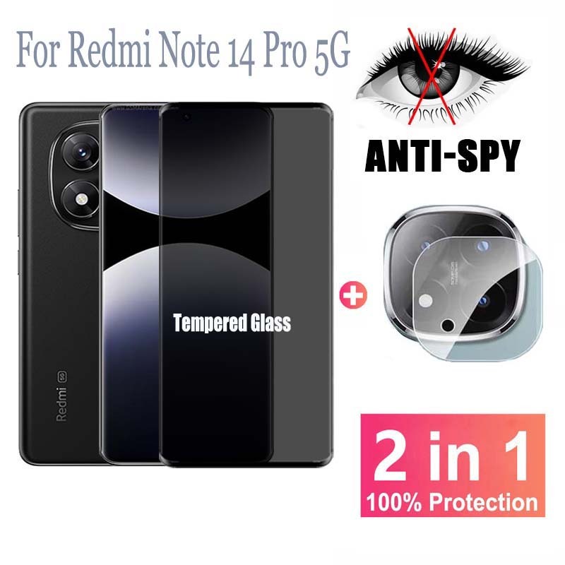 ฟิล์ม Redmi Note 14 Pro ฟิล์มกระจกนิรภัยความเป็นส่วนตัวสำหรับ Xiaomi Redmi Note 14 13 12 11 Pro Plus 5G 4G ฟิล์มกระจกนิรภัยความเป็นส่วนตัว & ตัวป้องกันเลนส์กล้อง