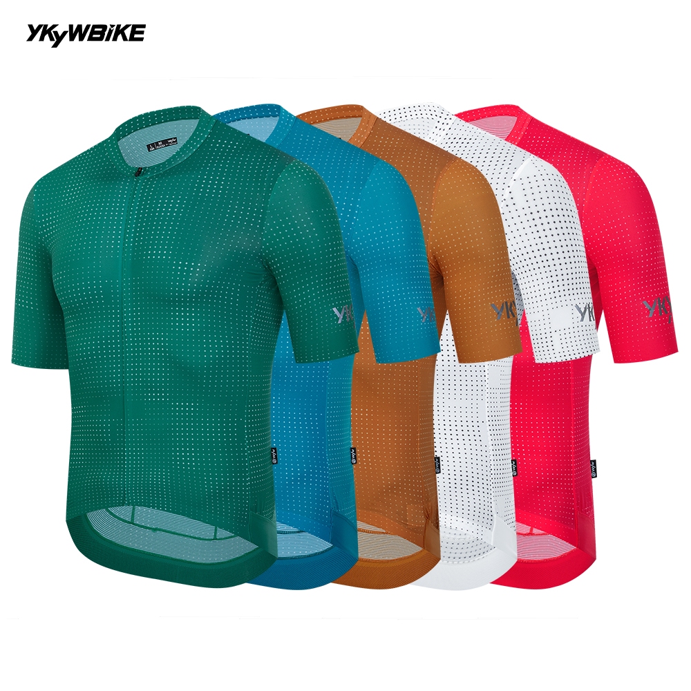 Ykywbike Unisex ความยืดหยุ่นสูง Breathable ขี่จักรยาน Jersey จักรยานเสือหมอบ MTB กีฬาจักรยานแขนสั้น