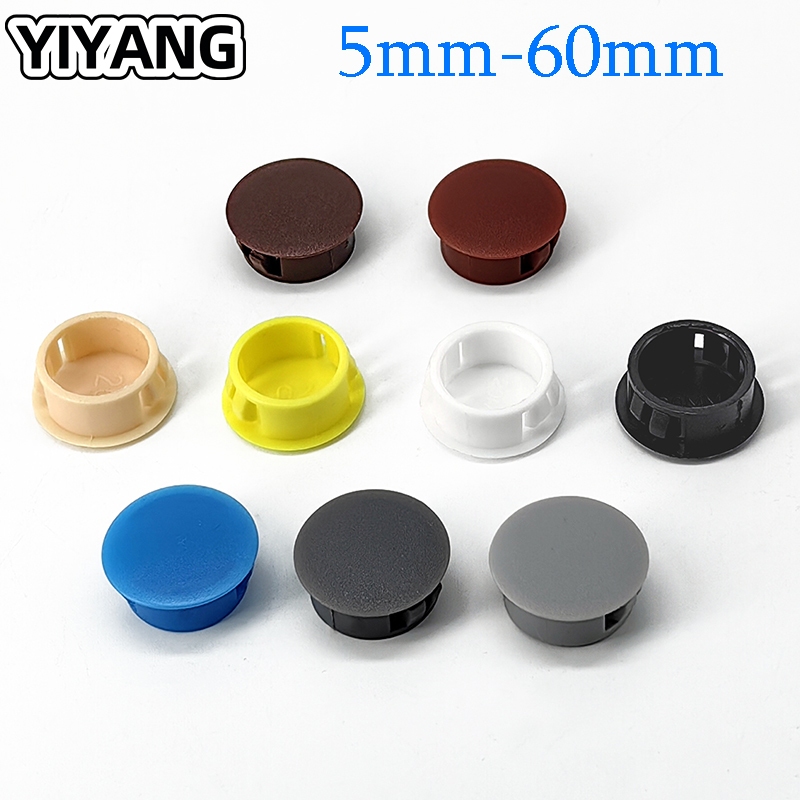 1pcs สีดํา/สีขาวไนลอนรอบ Snap-on ปลั๊ก 5 มม.-60 มม.พลาสติกหมวก Blanking End Caps ซีล Stopper