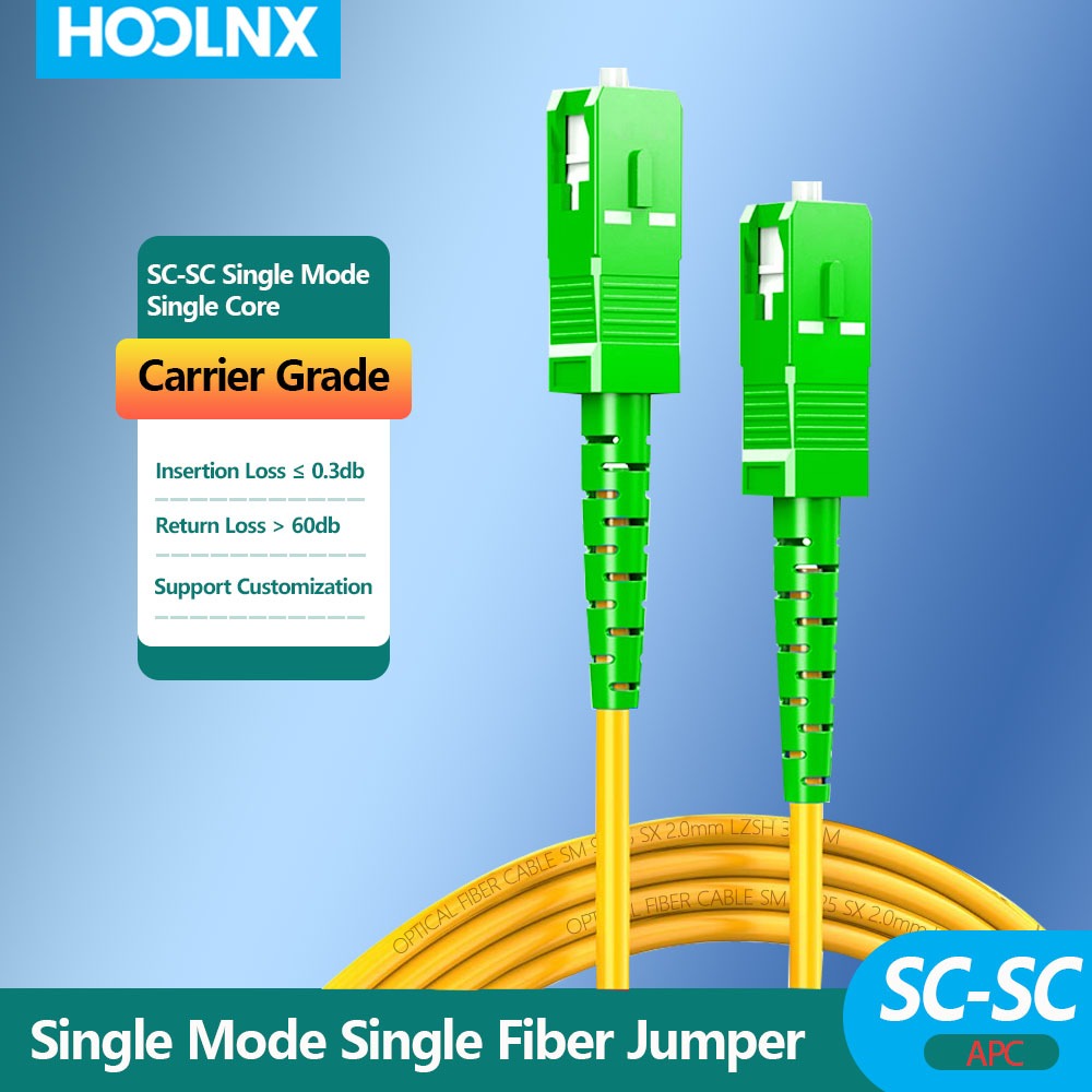 Hoolnx OS2 SC APC สายแพทช์ไฟเบอร์ออปติกโหมดเดี่ยว, 2.0 มม.LSZH, ปรับแต่งได้ 1-100M – ประสิทธิภาพสูงสําหรับ FTTH & Data Centers