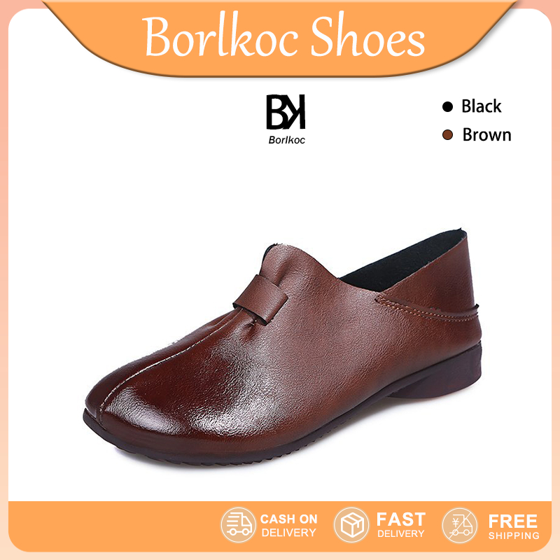 Borlkoc รองเท้าคุณแม่ ทันสมัย รองเท้าส้นแบนผู้หญิง สไตล์เรียบง่าย ใส่สบาย รองเท้าทำงานสำหรับผู้หญิง