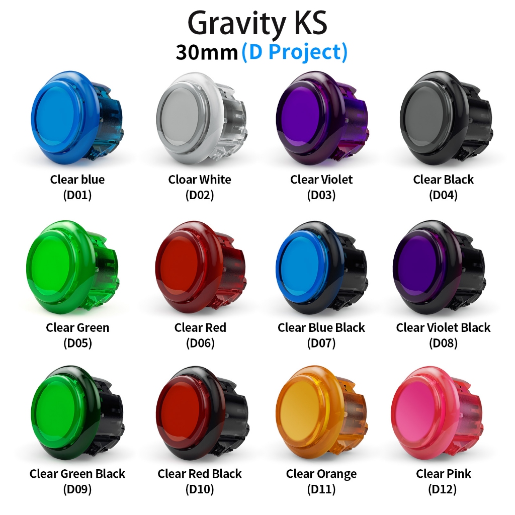 QANBA Gravity KS อาเขตปุ่มเพลากลเงียบปุ่มกด 30 มม.24 มม.Snap-In อาเขตแท่ง DIY อะไหล่ 8 ชิ้น\12 ชิ้น