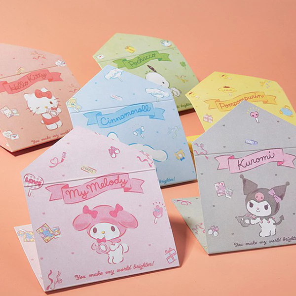 การ์ดอวยพรวันเกิด โปสการ์ด ลาย Melody Cinnamon Dog Kuromi Hello Kitty น่ารัก ✨COD✨