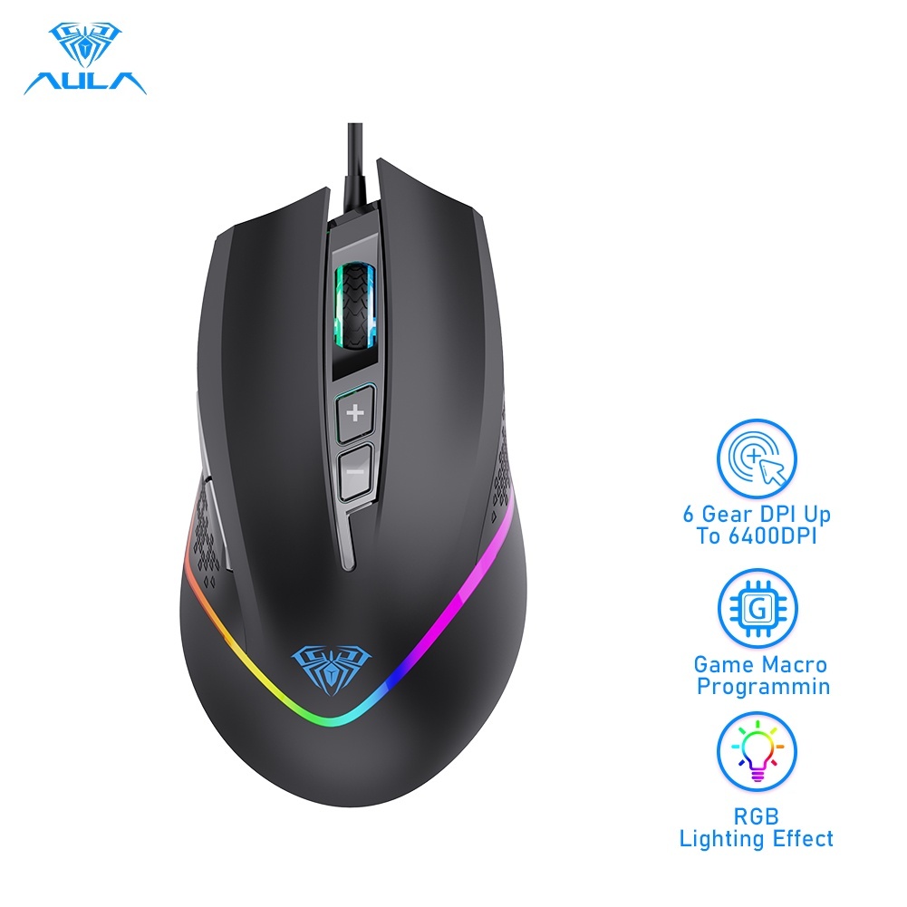 Aula F805 เมาส์เกม มีไฟ Rgb 6 Gear Dpi 7 ปุ่มกด สำหรับ Pc แล็ปท็อป คอมพิวเตอร์