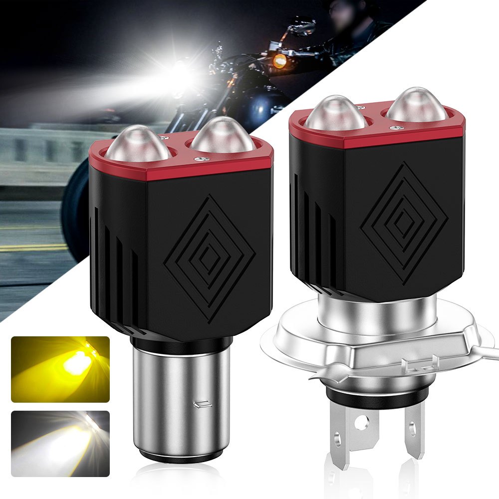 ไฟหน้ารถจักรยานยนต์เลนส์คู่ 3000LM 12-80V H4 H6/BA20D Led ไฟหน้ารถจักรยานยนต์สําหรับรถจักรยานยนต์ไฟฟ้าสูง/ต่ํา