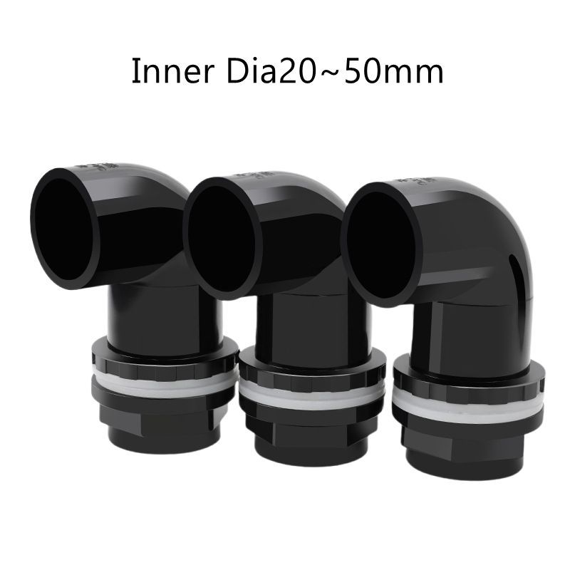 1 PC สีดํา ID 20 ~ 50 มม.ท่อ PVC Aquarium ถังปลาท่อระบายน้ําข้อต่อ Home DIY อุปกรณ์หลอด 90° ขั้วต่อระบายน้ําข้อศอก