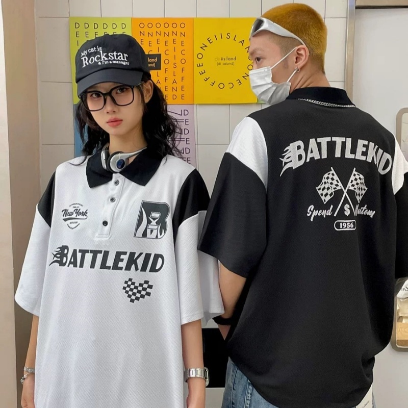 BeCoolMan🍃【สไตล์ฮ่องกง】ใหม่ เสื้อโปโล แขนห้าส่วน มาตรฐาน แฟชั่นฤดูร้อน สไตล์ฮาราจูกุ สําหรับผู้ชาย M-3XL