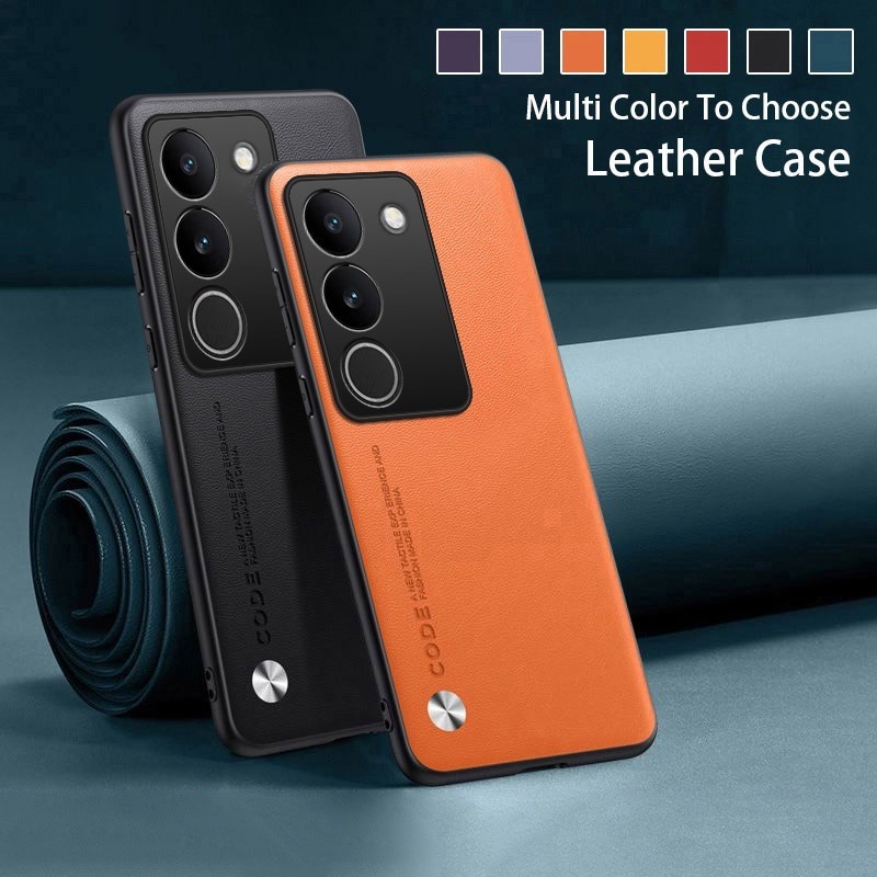 สําหรับ vivo V27E V29e V27 V29 pro Y100 Y200 Y19s Y29 Y04 5G เคสโทรศัพท์สีทึบหนังกันกระแทกฝาครอบป้องกัน