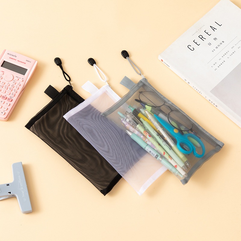 กระเป๋าดินสอใสชั้นเดียวซิปกรณีดินสอเครื่องเขียนถุงเก็บ