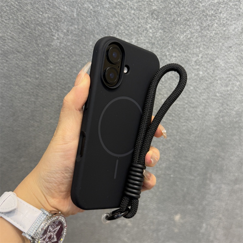 พร้อมเชือกเส้นเล็กหรูหราซิลิโคนเหลวแม่เหล็กเชือกเส้นเล็กเคสโทรศัพท์สําหรับiPhone 16 15 Pro max 14 13 12 Pro max 14 15 16 Plusเคสกันกระแทกความงามเคสโทรศัพท์นุ่มป้องกันสกปรก