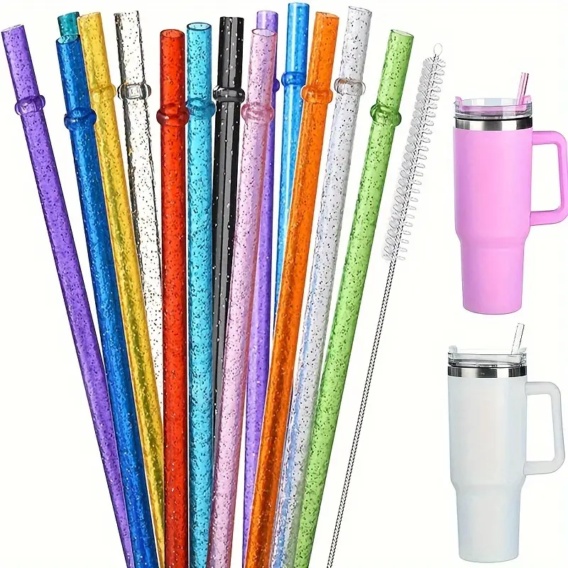 30.5 ซม. เหมาะสําหรับ stanley ถ้วยน้ําขวดอุปกรณ์เสริมยาวขนาด Glitter Straw
