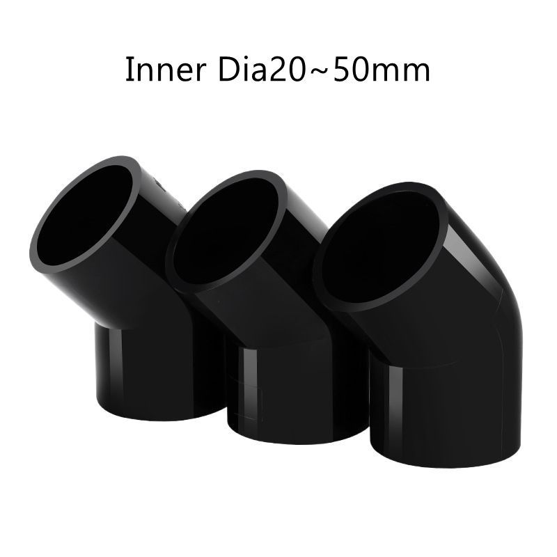 1ชิ้น20~50มิลลิเมตรสีดําพีวีซี45°ข้อศอกเชื่อมต่อพิพิธภัณฑ์สัตว์น้ําตู้ปลาระบายน้ําหลอดอุปกรณ์บ้านสวนชลประทานอุปกรณ์ ทําเอง