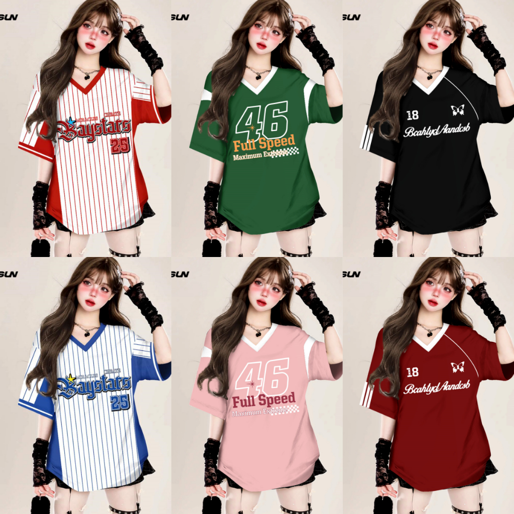 สไตล์เกาหลีเสื้อยืดunisex Oversizeหลวมเสื้อฟุตบอลNO.46เสื้อยืดกีฬาสําหรับผู้หญิงStreetwear Hottrend 2025