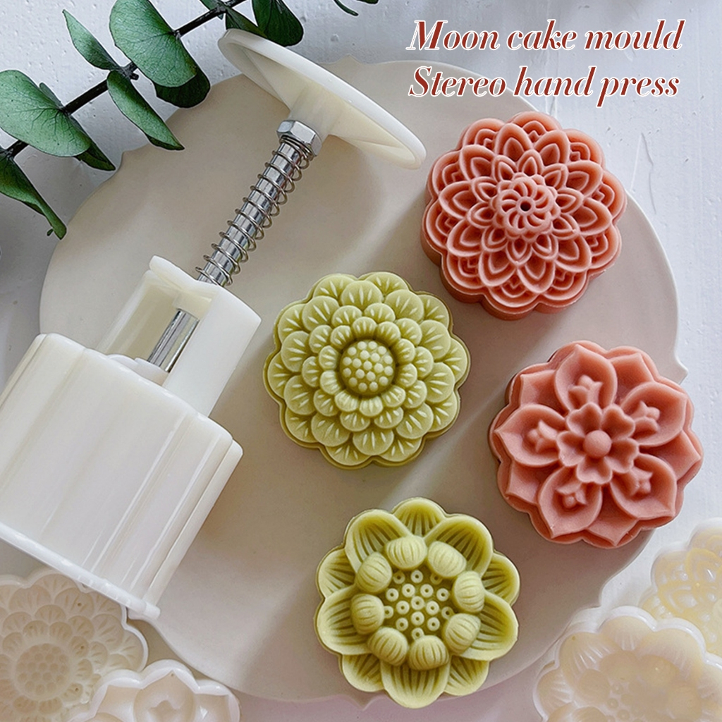 4 ชิ้น/เซ็ต 75g Lotus Mooncake แม่พิมพ์สิบกลีบ Lotus จีน Tradition บ้าน DIY เทศกาล Pastry ตกแต่งเครื่องมือครัวเบเกอรี่แม่พิมพ์