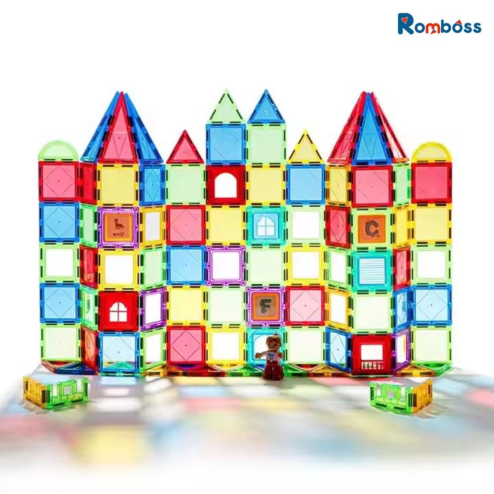 Romboss 54 ชิ้น 6.5 ซม. พร้อม⚡กระเบื้องแม่เหล็กกระเบื้องอาคารแม่เหล็กแม่เหล็กอาคารบล็อกหน้าต่างสีการศึกษาของเล่นเด็ก