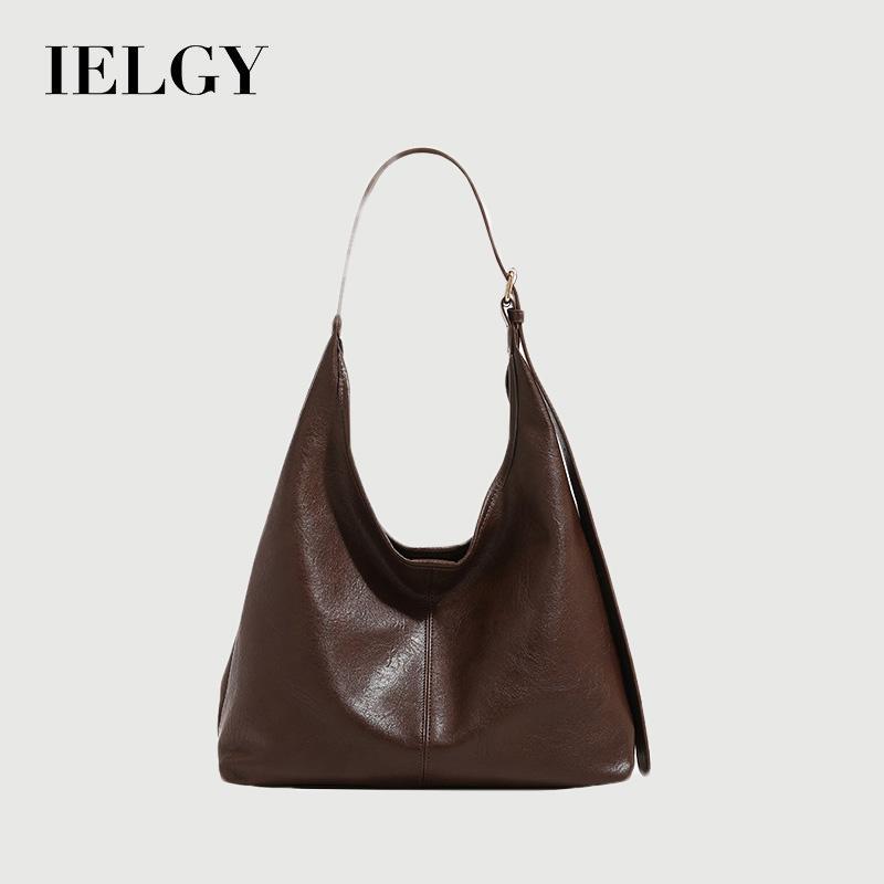 IELGY Commuter Retro Classic กระเป๋าโท้ทความจุขนาดใหญ่นักศึกษาวิทยาลัย PU Texture All-Match กระเป๋าสะพาย ราคา ถูกที่สุด ดีลบีเคเค รูปภาพหลัก